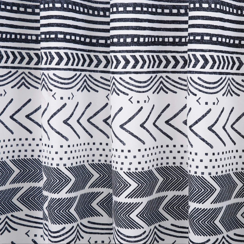 Lush Decor Hygge Geo Shower Curtain, 72" W x 72" L, Navy/White - Curtain For Bathroom - Striped Bathroom Decor - Navy Bath Accessories - Dark Blue Accessories - Geometric Scandinavian Print - Image 3